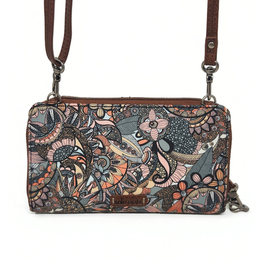 Sakroots Artist Circle Large Smartphone Crossbody Wallet Multi Floral Canvas